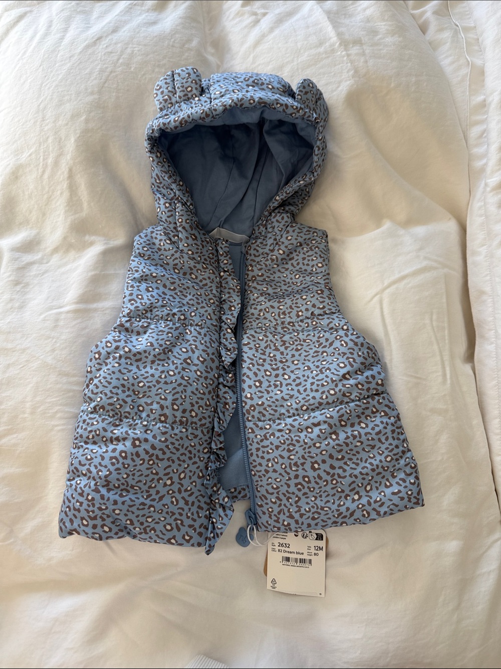 Mayoral Blue Leopard-Print Hooded Puffer Vest